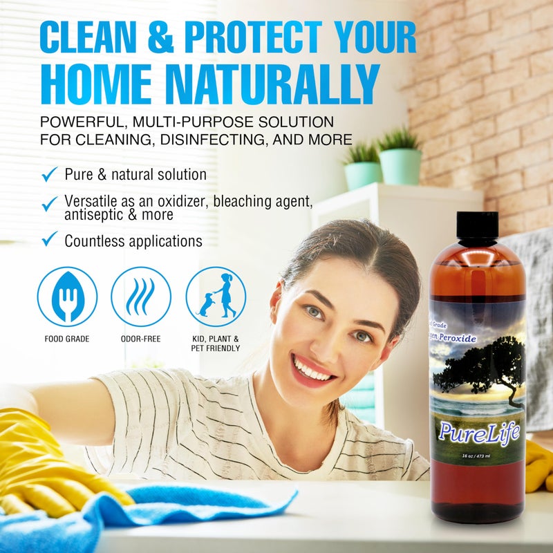 purelife 12% Hydrogen Peroxide Food Grade with No Added Stabilizers - in Distilled Water (16 Oz +Dropper) - Image 2